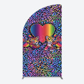 Lofaris Colorful Tiger Couple Heart Graffiti Half Moon Arch Backdrop